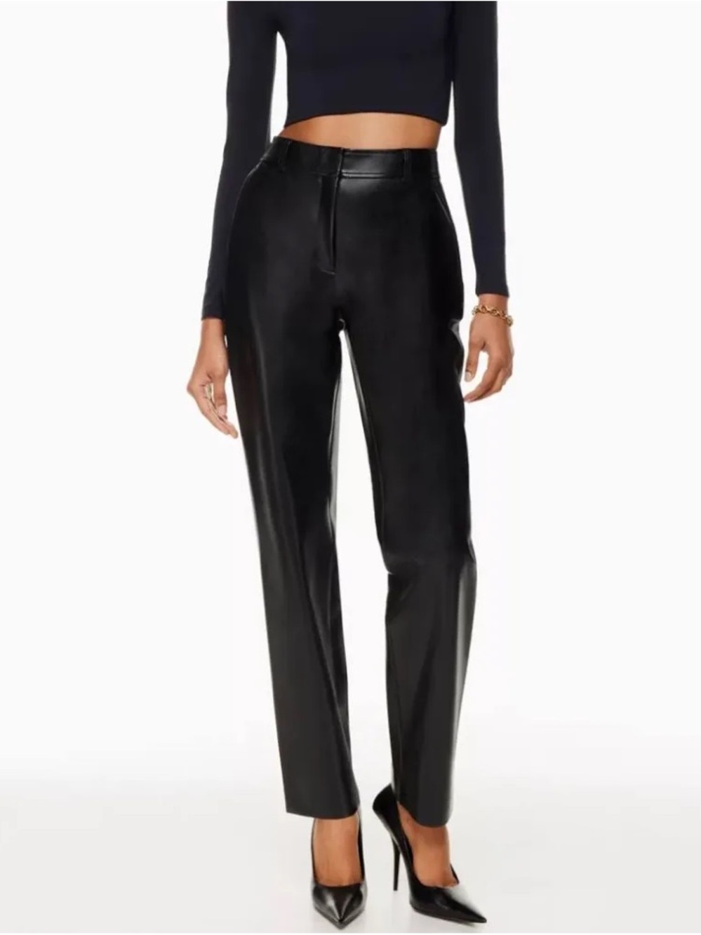 Babaton Vegan Leather Barrel Leg Straight-Leg Pants